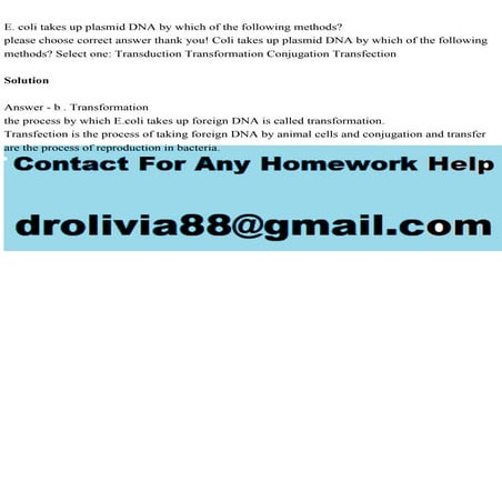 E. coli takes up plasmid DNA by which of the following methodsple.pdf