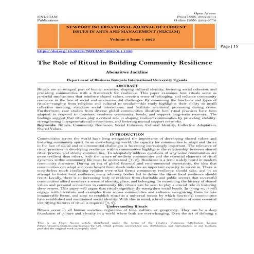 The Role of Ritual in Building Community Resilience (www.kiu.ac.ug) | PDF