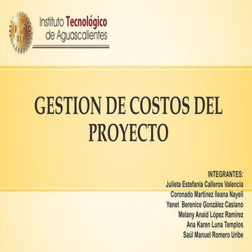Gestión de los costos del proyecto | PPTX