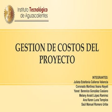 Gestión de Costos del Proyecto | PPTX