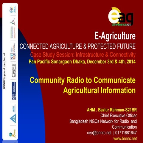 E- agriculture : Community Radio to Communicate Agricultural Information in B...
