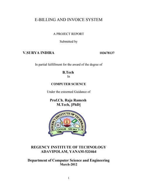 E billing and invoice system