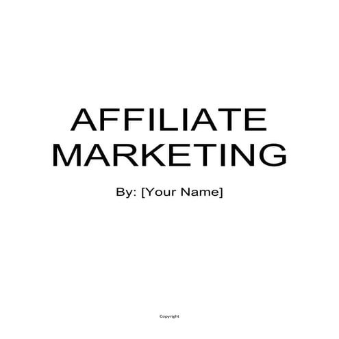 E book - affiliate marketing