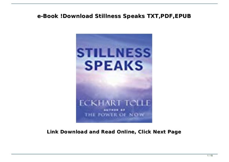 stillness speaks eckhart tolle pdf stillness speaks eckhart tolle pdf