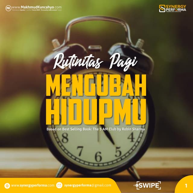 E book-rutinitas pagi mengubah hidupmu Based on Best Selling Book: The 5 AM Club by Robin Sharma