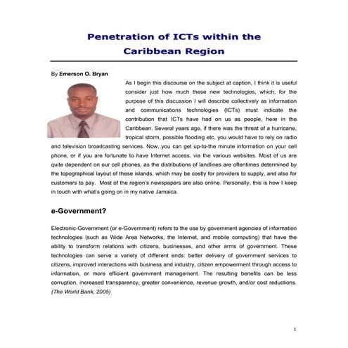 E. Bryan - Penetration Of ICTs Within The Caribbean Region