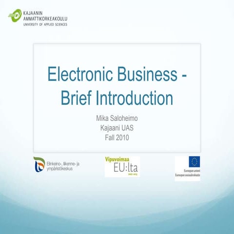 Introduction to Electronic Business