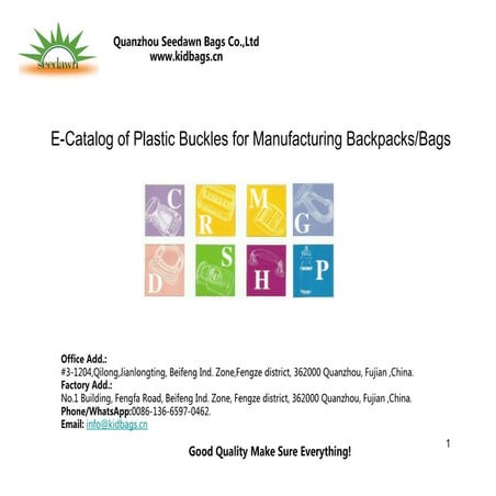 E-catalog of plastic buckles for manufacturing backpacks bags | PDF