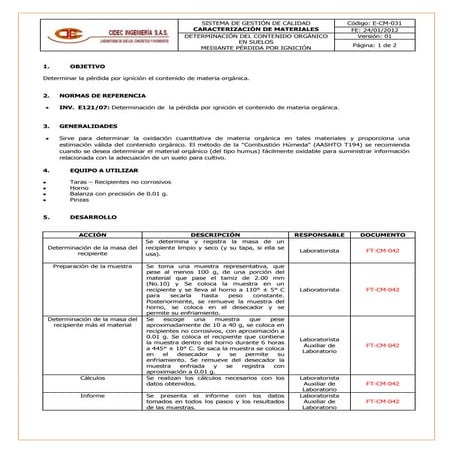 E cm-031 determinación del contenido orgánico en suelos