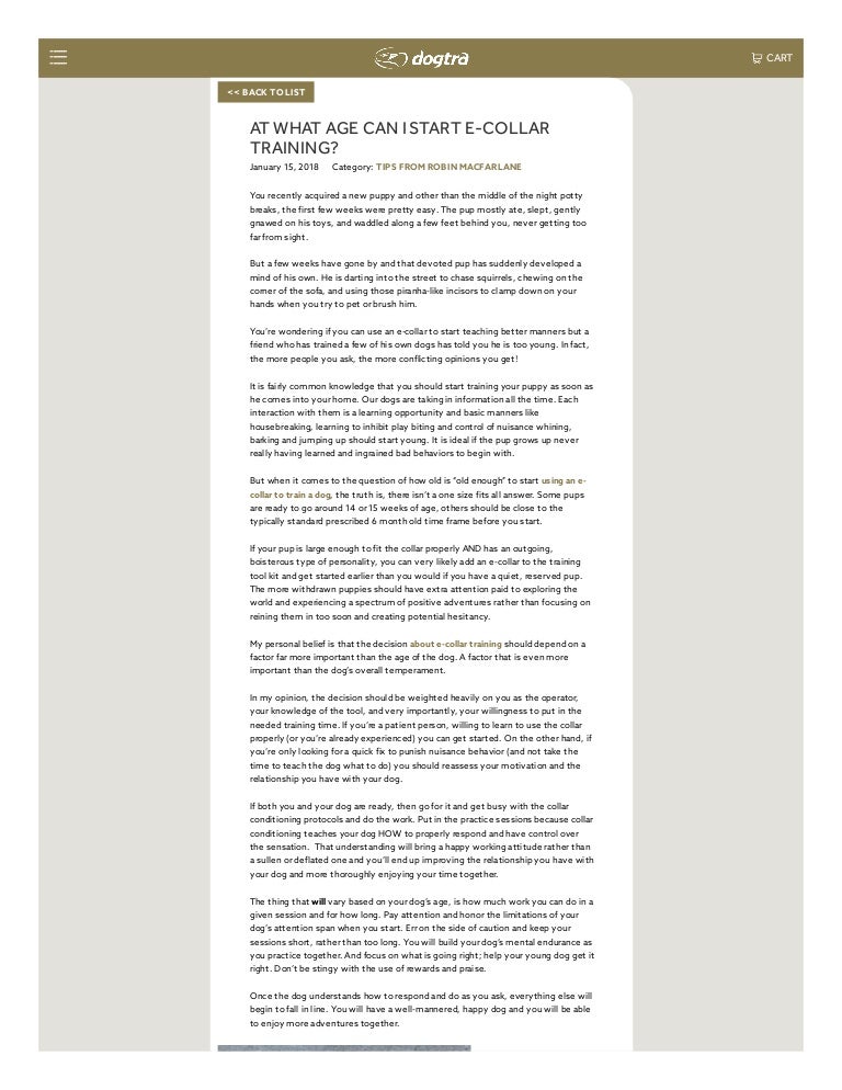 dogtra e collar training