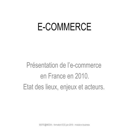 Les chiffres clé de l'e-commerce en France en 2010