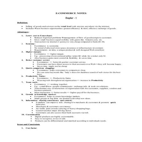 E commerce-advantages & disadvantages notes