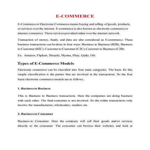 E commerce-- An introduction