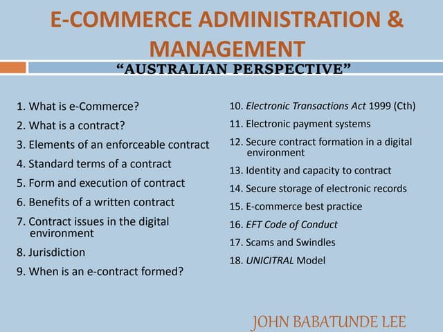 E-COMMERCE ADMINISTRATION & MANAGEMENT - Australia Perspective.ppt
