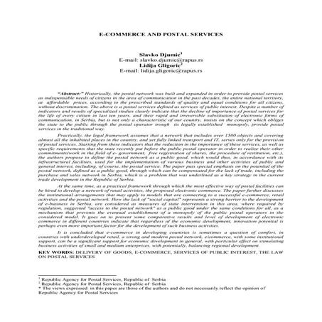 E commerce and postal services | PDF