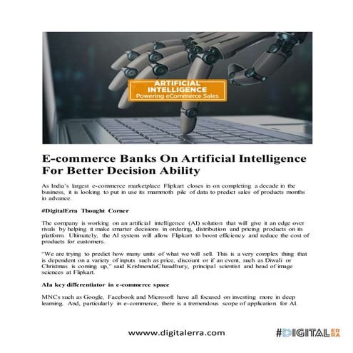 E-commerce Banks On Artificial Intelligence For Better Decision Ability