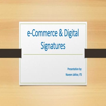 Digital signatures and e-Commerce
