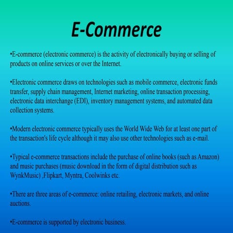 E commerce & and e-buisiness
