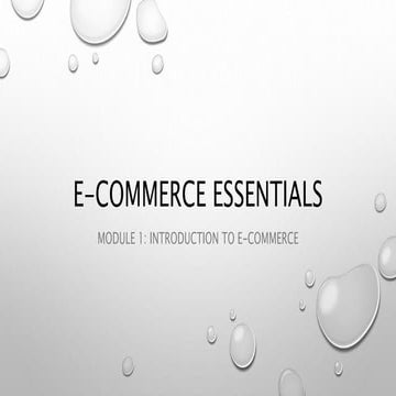 E commerce essentials - Introduction to E-commerce | PPT