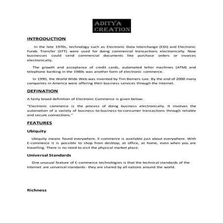 E commerce for tybcom introduction