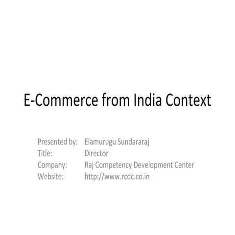 E commerce from india context