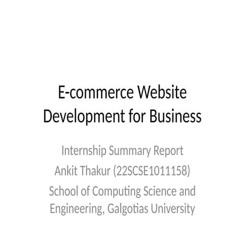 E-commerce Internship Presentation in coperate world