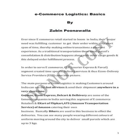 E commerce logistics - basics