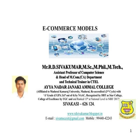 E-Commerce Models-R.D.Sivakumar