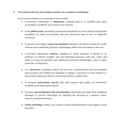 questions related to E-Commerce