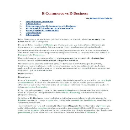 E commerce vs e-business | PDF