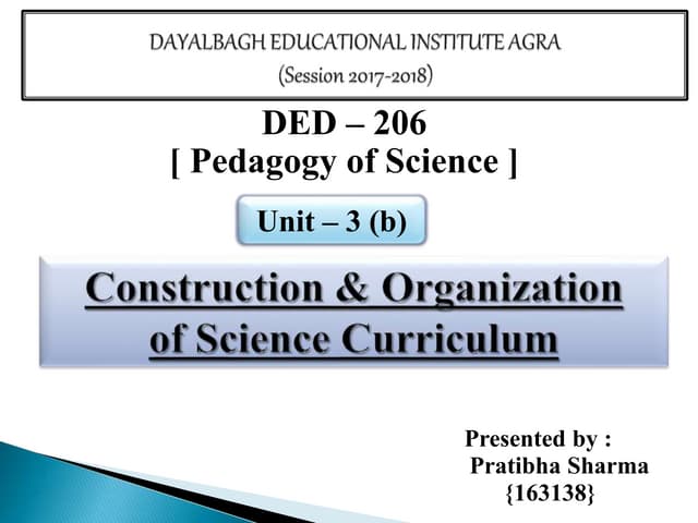 Construction & Organization of Curriculum