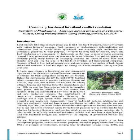 Case study: Custlaw based landforest conflict resolutions in Long Lan village, Luang Prabang, Laos 