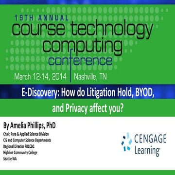 E-Discovery: How do Litigation Hold, BYOD, and Privacy Affect You? - Course T...