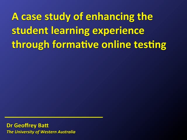 Learning enhancement through online assessment