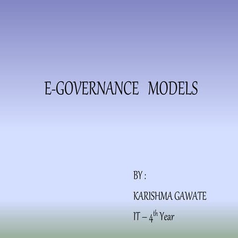 E-governance Models