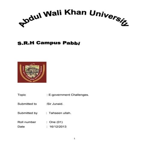 E government  and pakistan E-government challenges