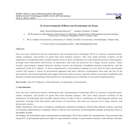 E government effect on economic in iran