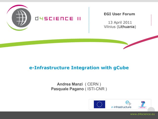 e-Infrastructure Integration-with gCube