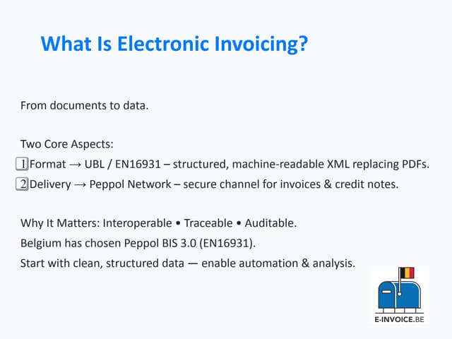E-Invoice & Peppol Presentation by E-invoice.be