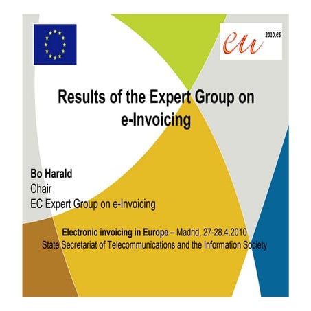E invoicing, results of the expert group on e-invoicing