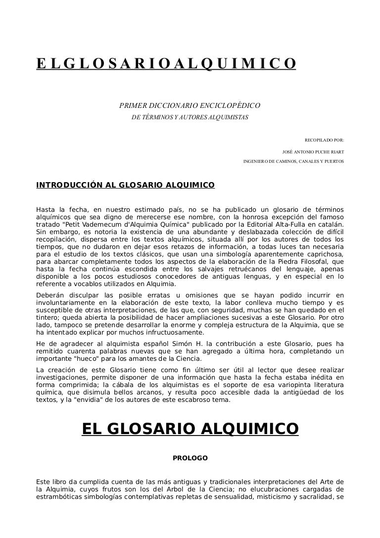 E L g l o s a r i o a l q u i m i c o