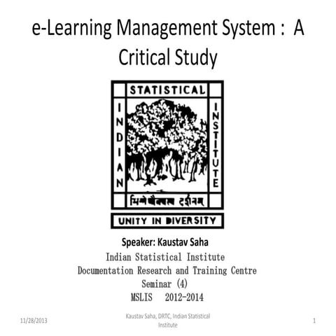 e-Learning Management System : a Critical Study