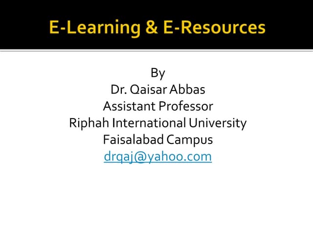 what is e learning and e resources 