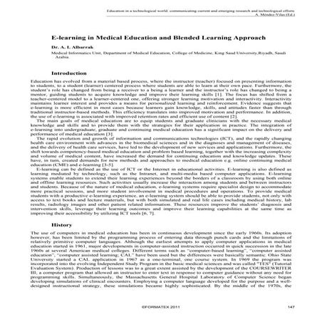 E learning in medical education and blended learning approach