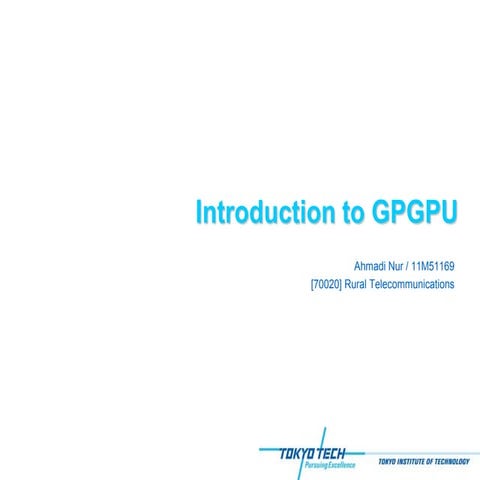 E-Learning: Introduction to GPGPU