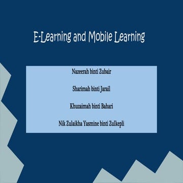 E-Learning and Mobile Learning
