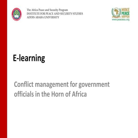 E-learning project: Conflict management for government officials in the Horn of Africa
