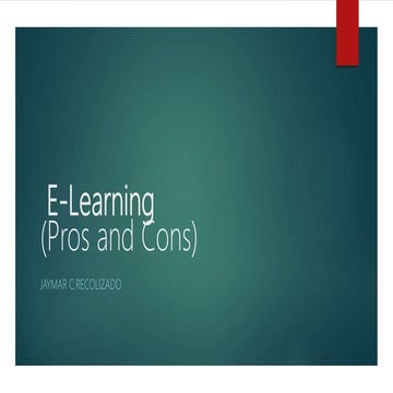 E learning pros and cons