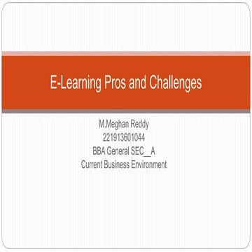 E learningprosand challenges