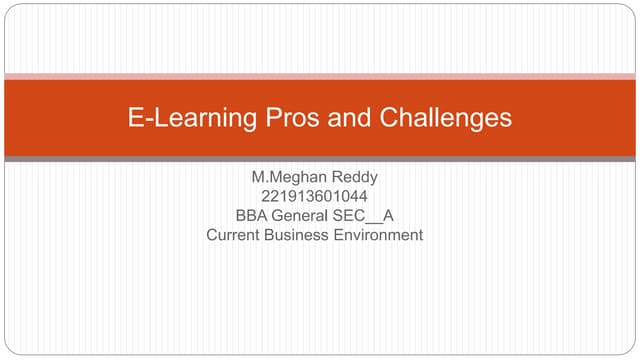 E learningprosand challenges
